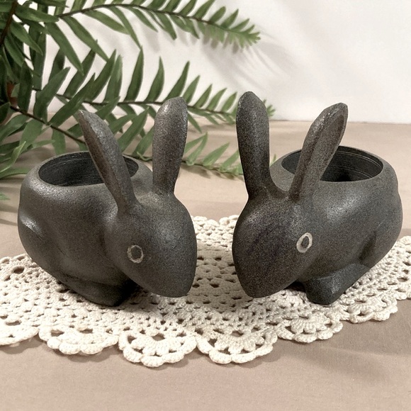 Crate & Barrel Metal Bunny Rabbit Candle Holders Set - Picture 8 of 13